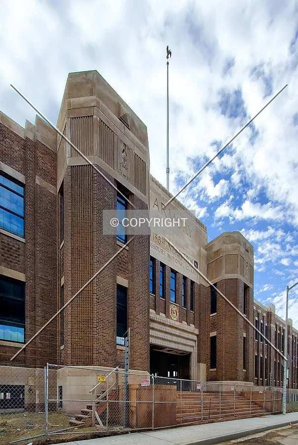 Main entrance from the north during renovation; December 27, 2020