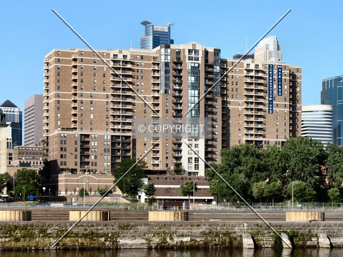 View to the southwest from Water Power Park at St. Anthony Falls