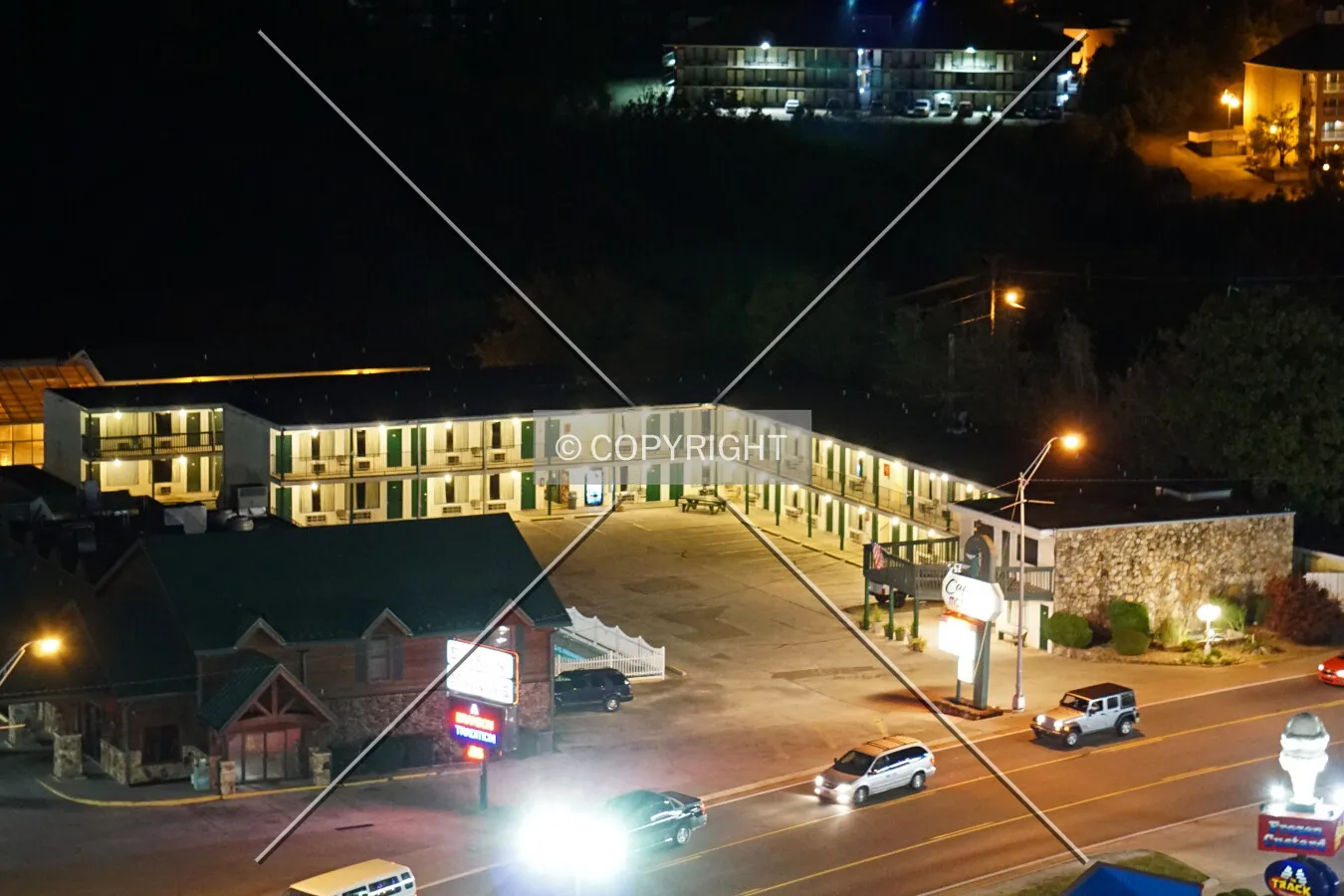Night view from the southeast; October 22, 2016