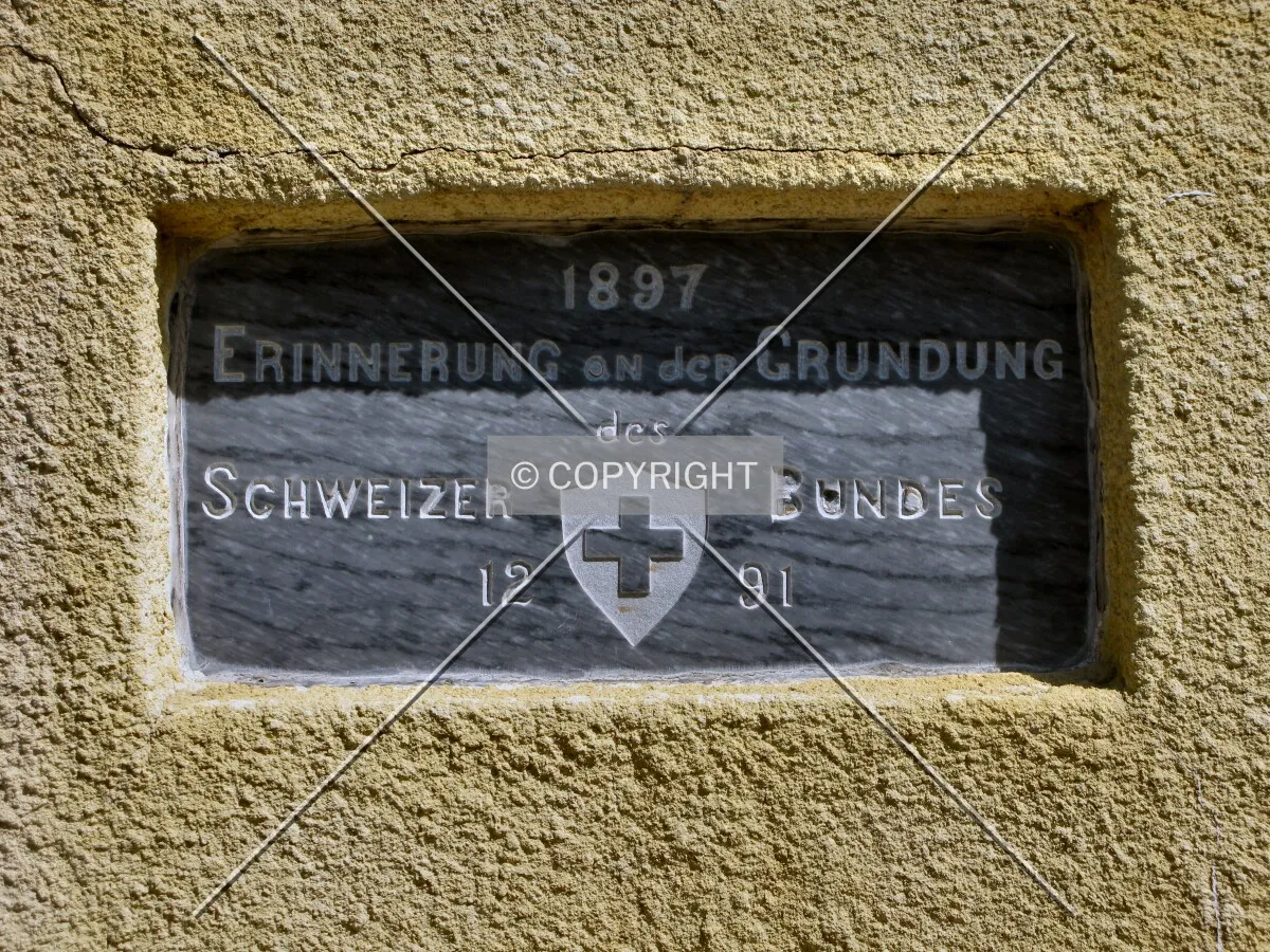 A plaque memorializing the foundation of the Swiss Confederation in 1291