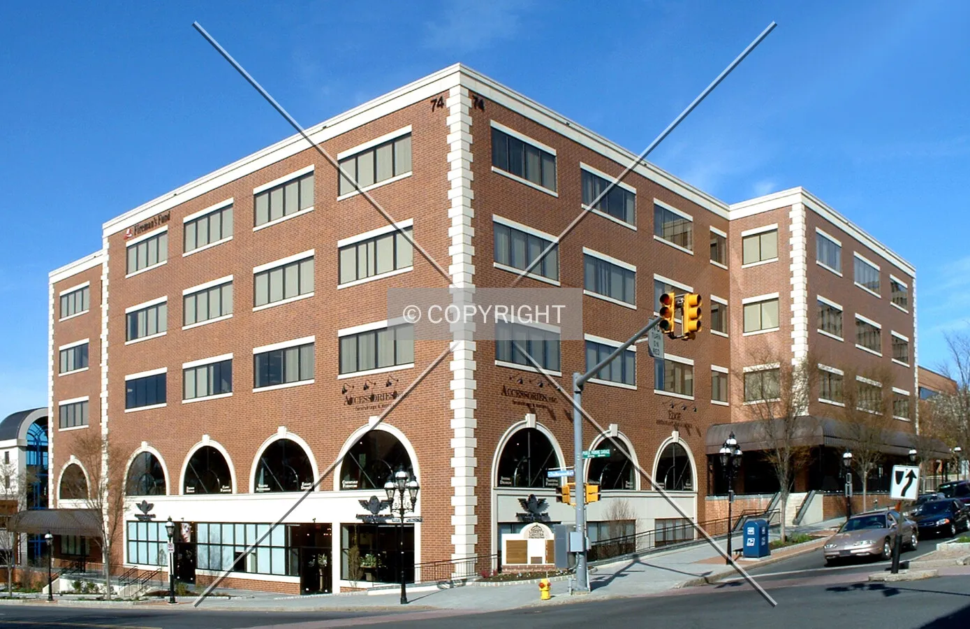View from the southwest across Broad and Main Streets