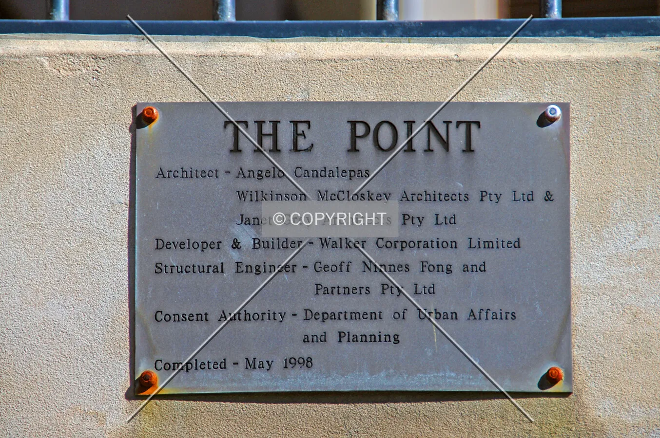 Plaque near the Point Street entrance