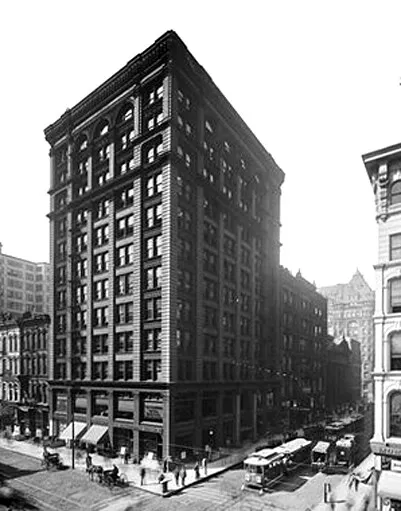 View from the northeast showing original construction
