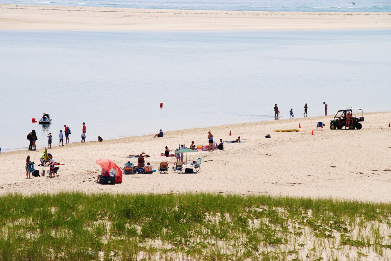 Beachgoers on Lighthouse Beach