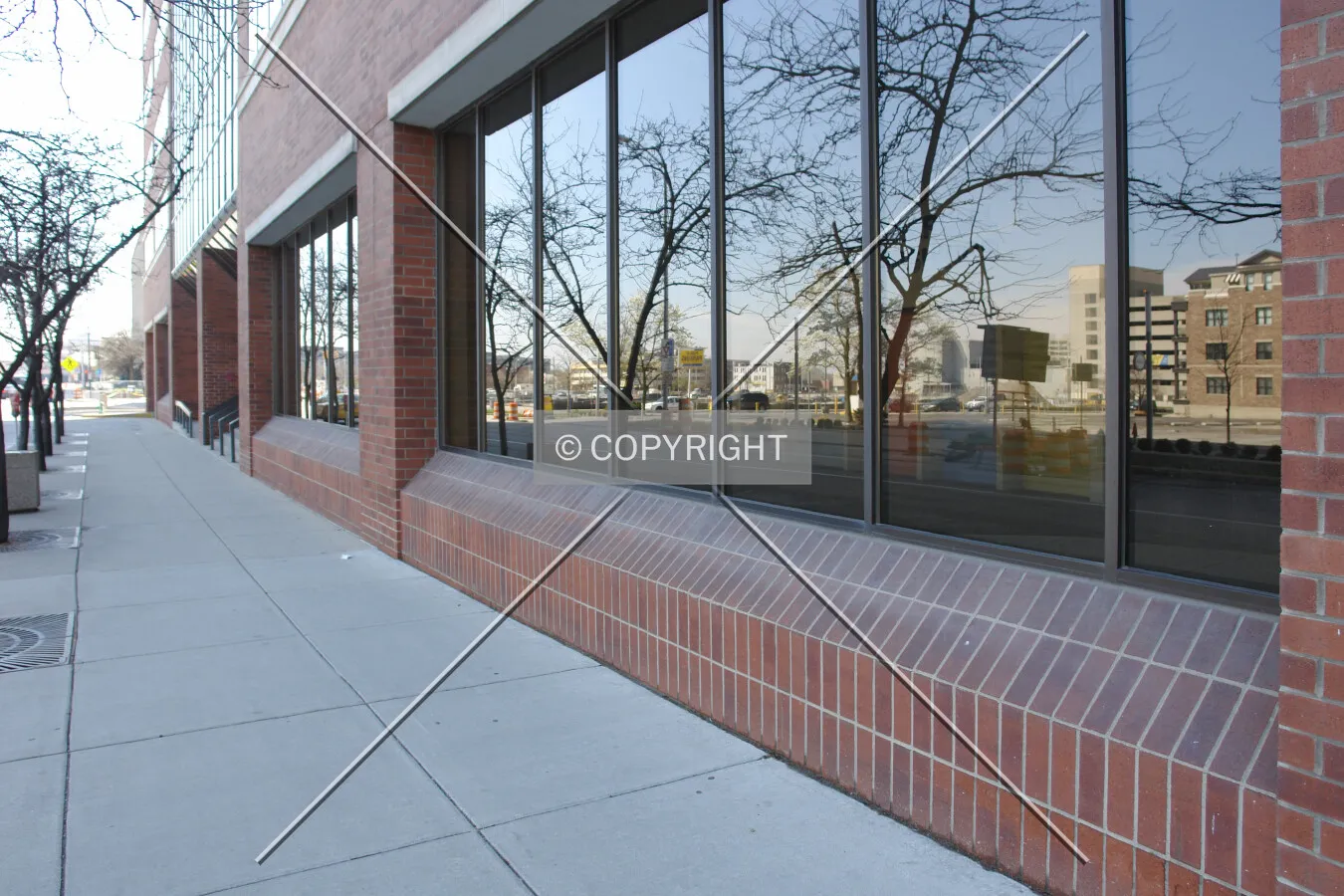 Sidewalk and facade at ground level