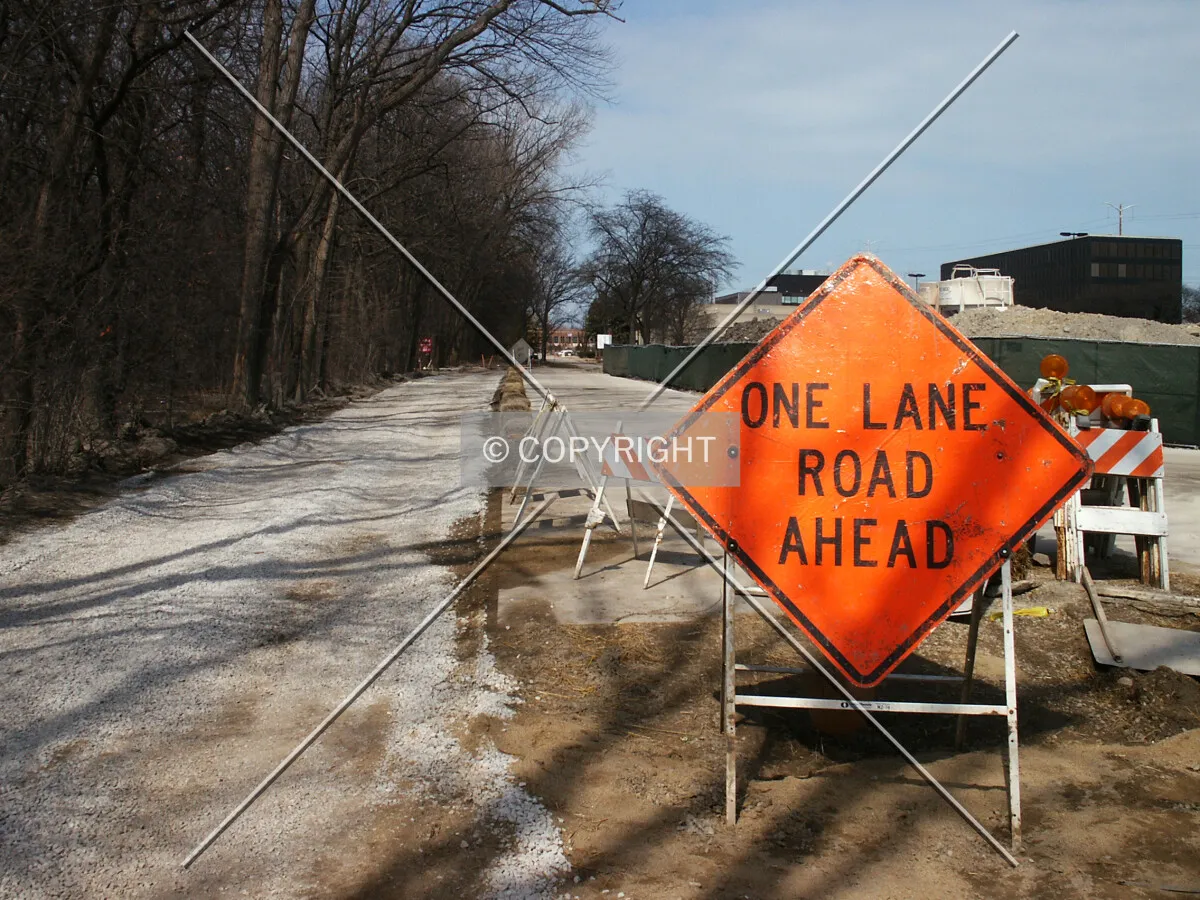 Looking north on Woods Drive from the driveway entrance