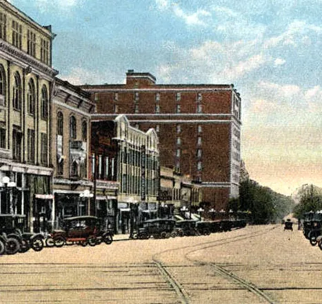 Vintage view from the north along Main Street as originally constructed