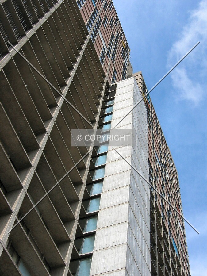 Looking up the northeast facade