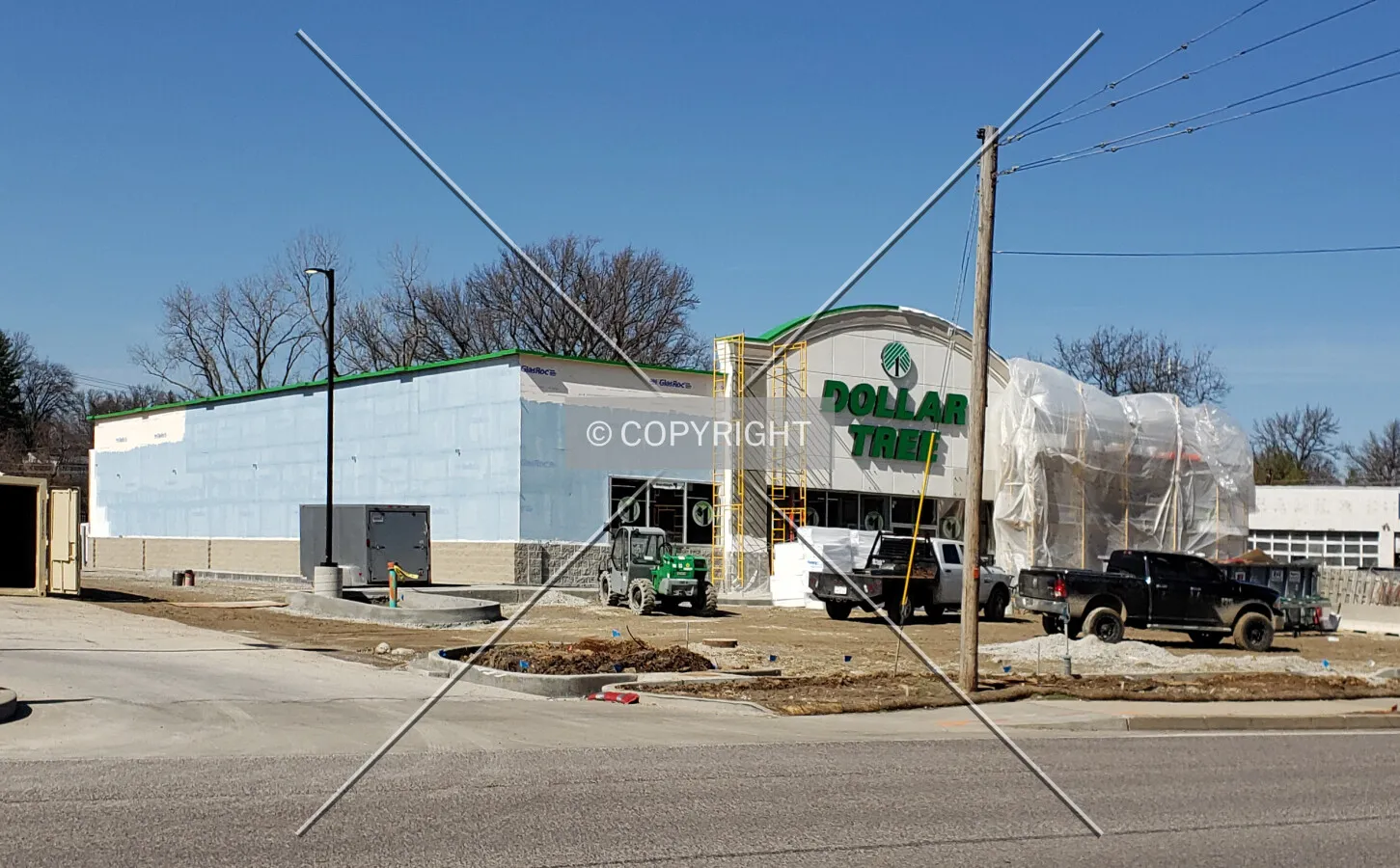 View from the southeast during construction; February 25, 2019
