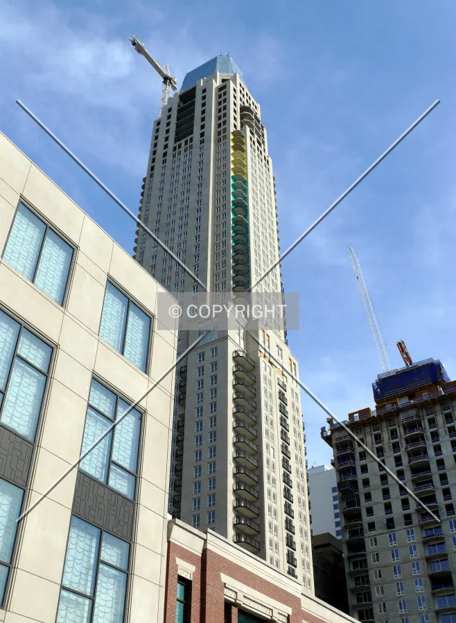 View of the north and west faces as seen from State Street at Oak Street
