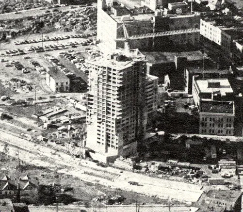 View from the east during construction