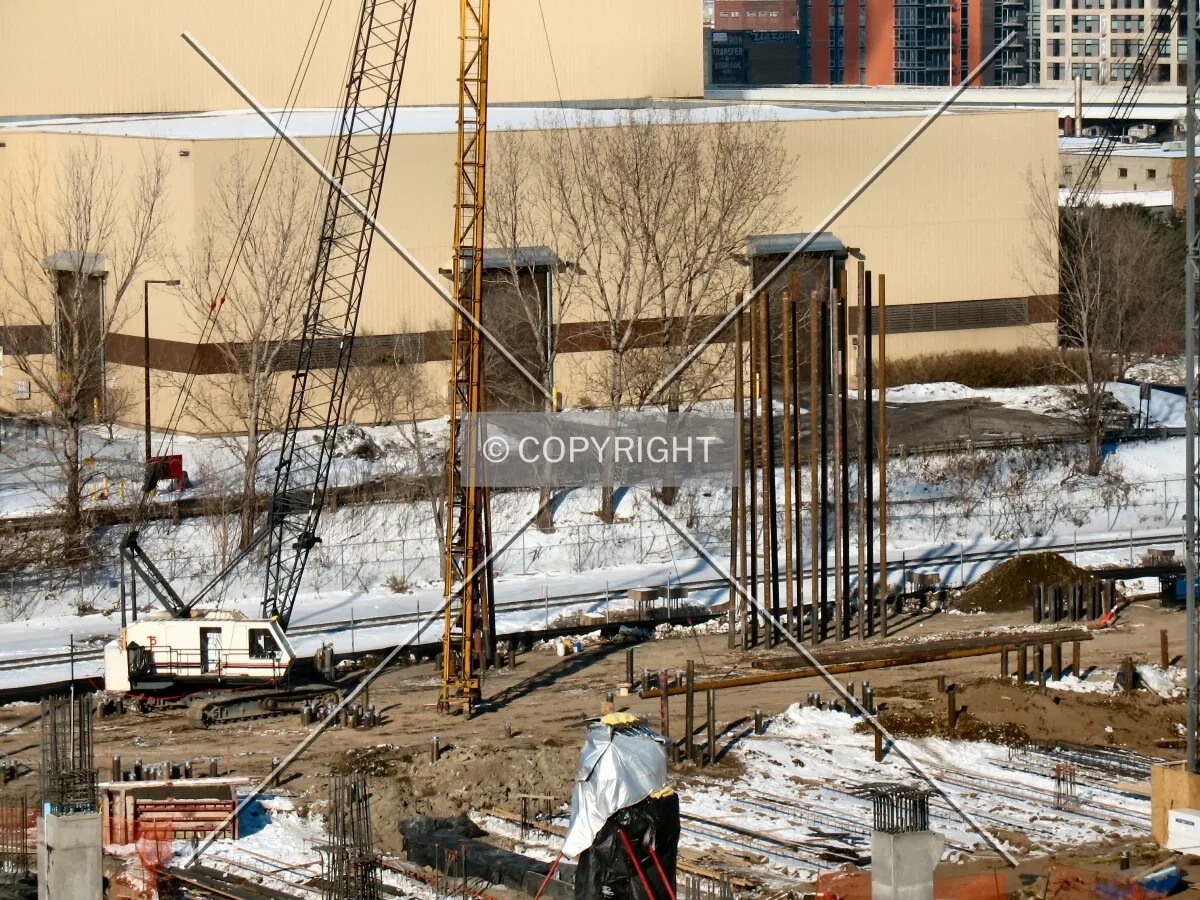 Piles under the future third baseline bleachers