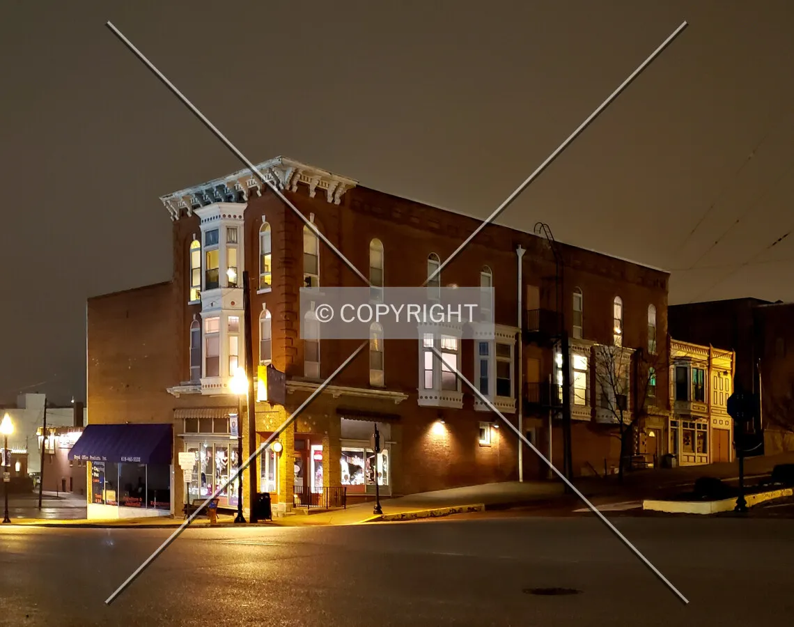 View from the southeast at night; February 10, 2019