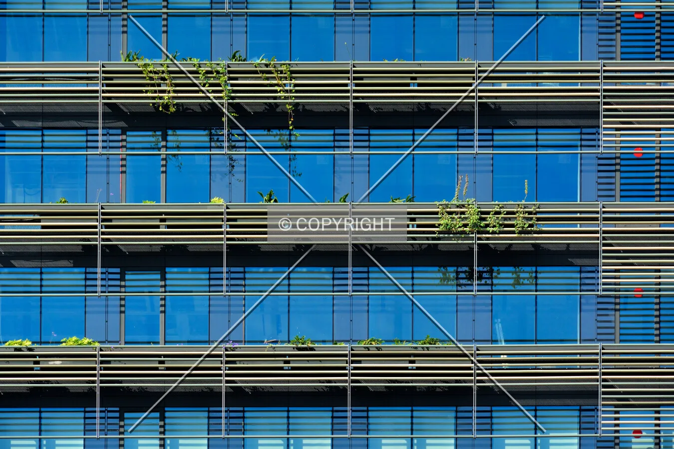 Close up view of the building's facade
