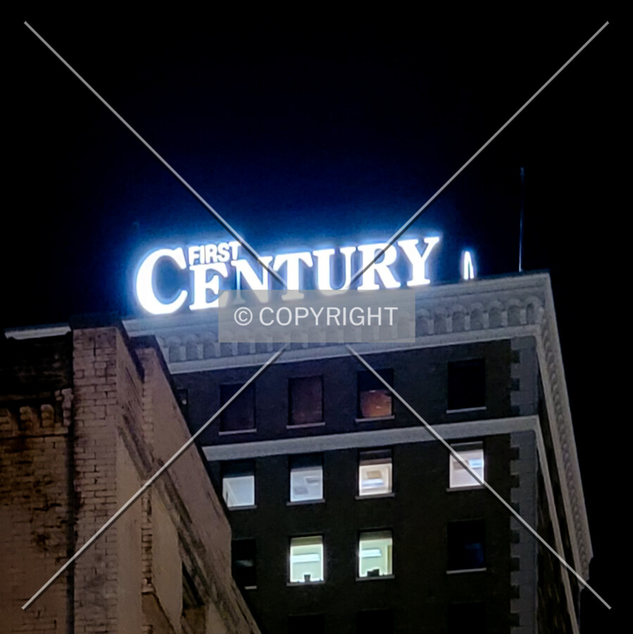 Sign at night; March 16, 2023