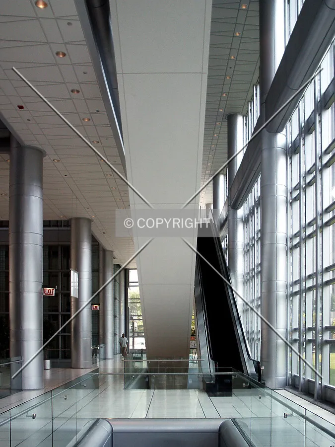 Escalators on the north side of the lobby