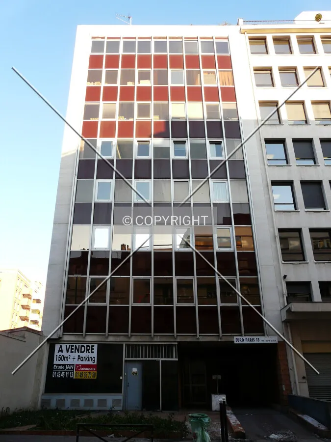 Looking up the southwest facade