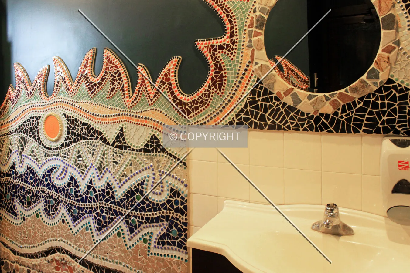 South wall of the men's restroom