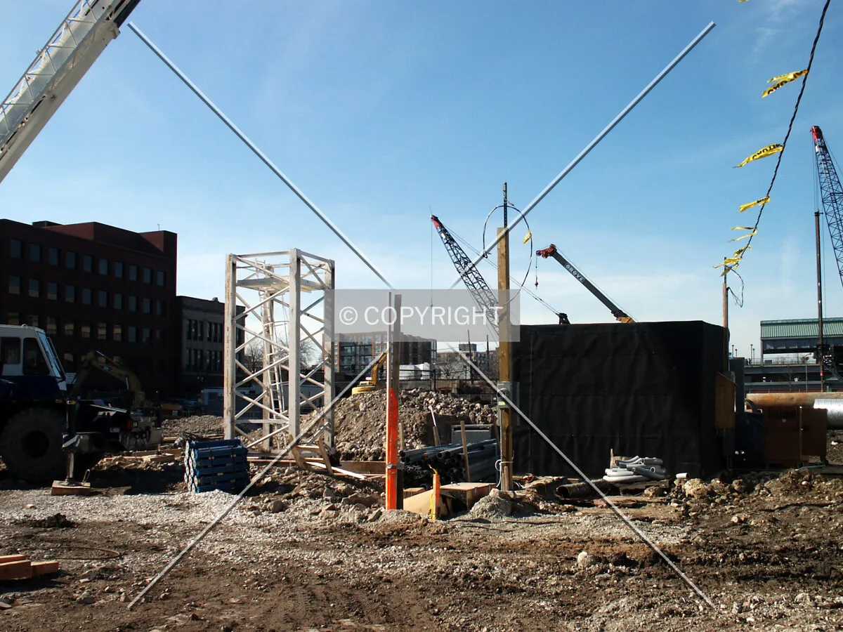 Base of the tower crane seen from Sherman Avenue