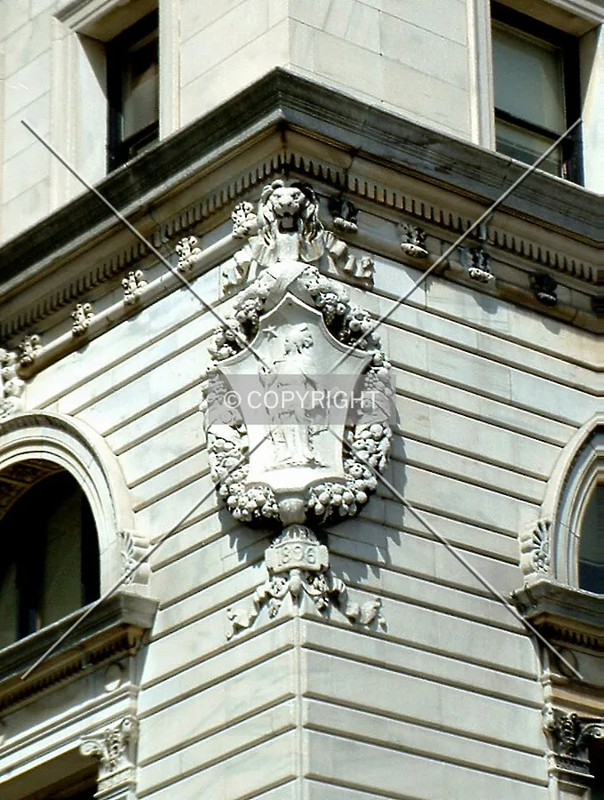 Detail at Walnut and Main seen from the southeast