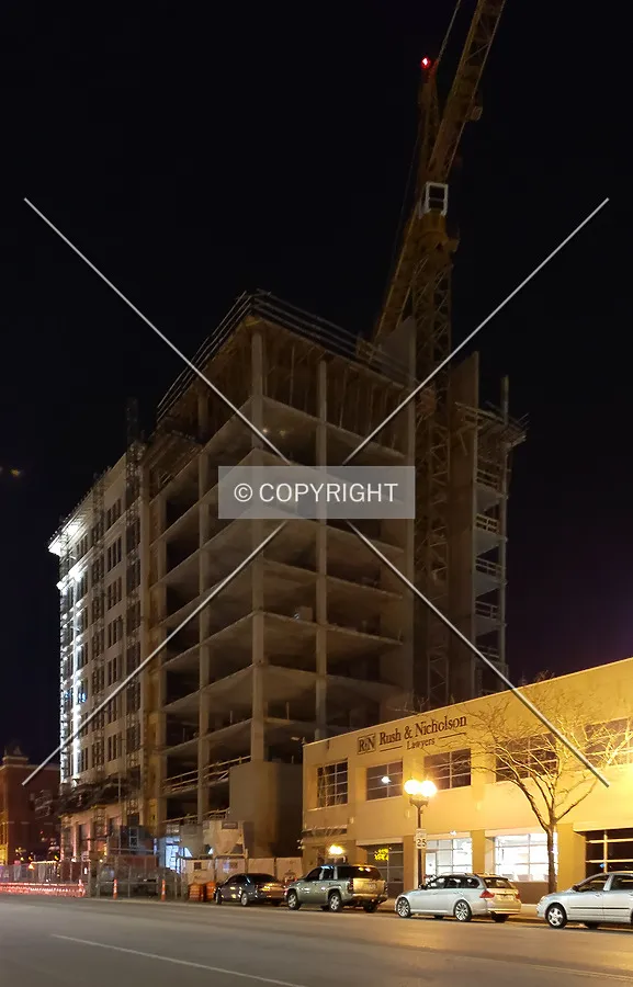 Northwest view during construction; April 20, 2018