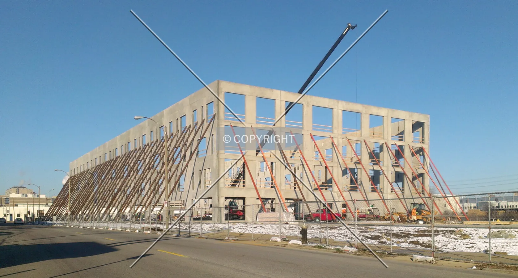 View from the southeast during construction; January 3, 2013