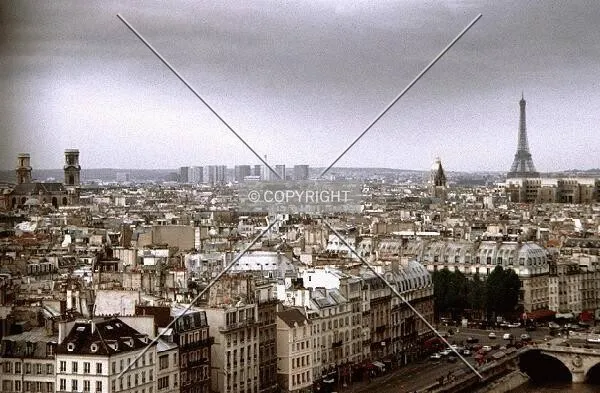 View west from Notre Dame with St. Sulpice, Invalides, and Eiffel Tower