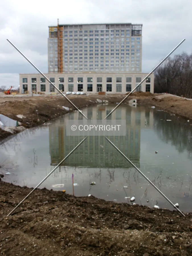 Reflected in a pool to the south