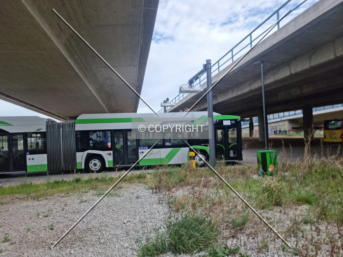 Electric bus getting charged