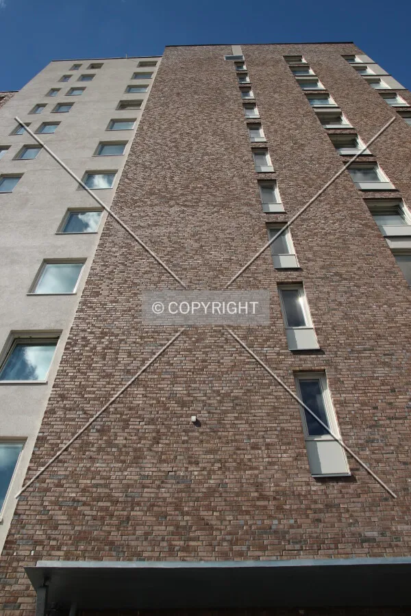 Looking up east facade