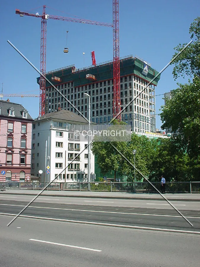 Side view from a nearby bridge during construction process