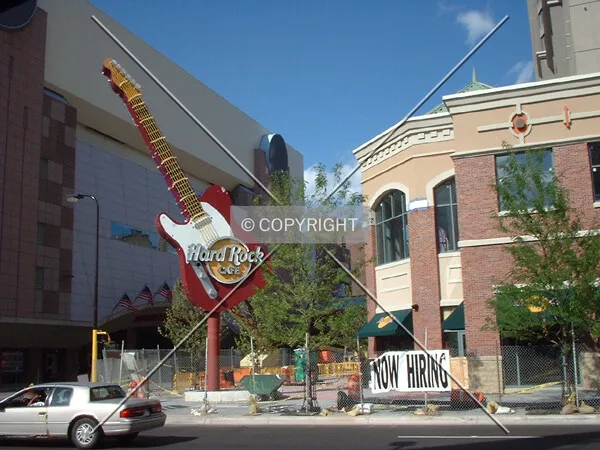Hard Rock Cafe Sign at 1st Avenue/7th Street corner, Target Center in background