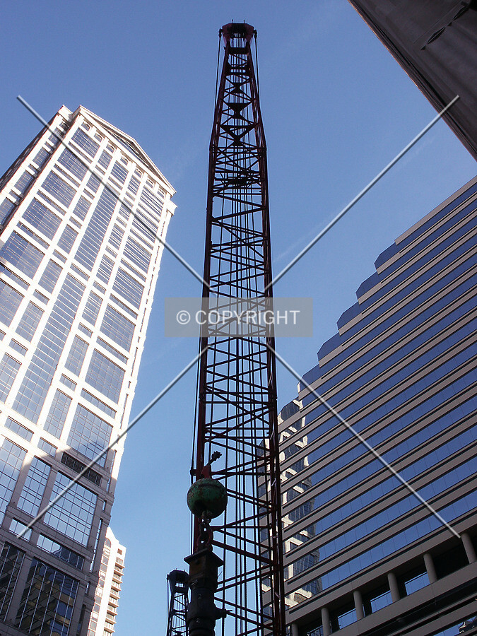 Looking up at one of the foundation cranes