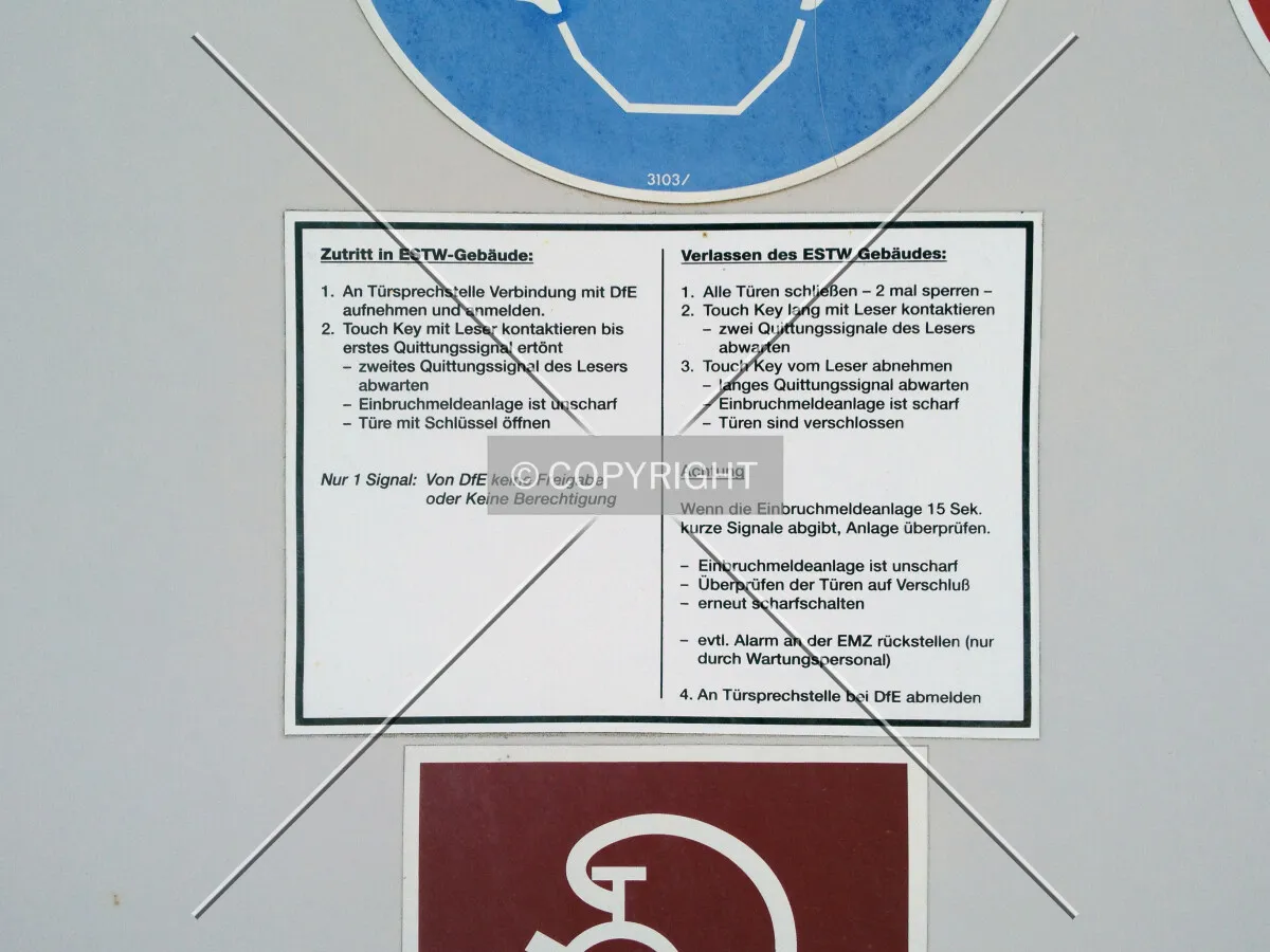 Sign explaining security measures in German language