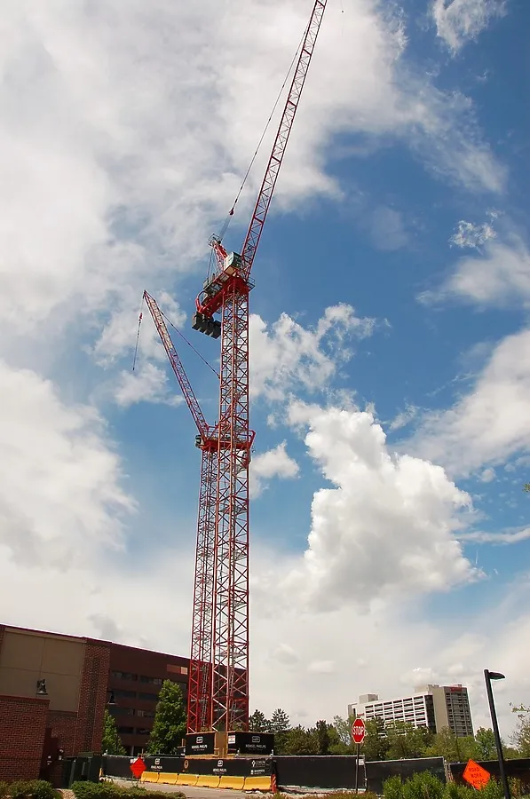 View of the tower cranes
