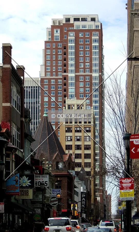 View from the southeast along Sansom Street