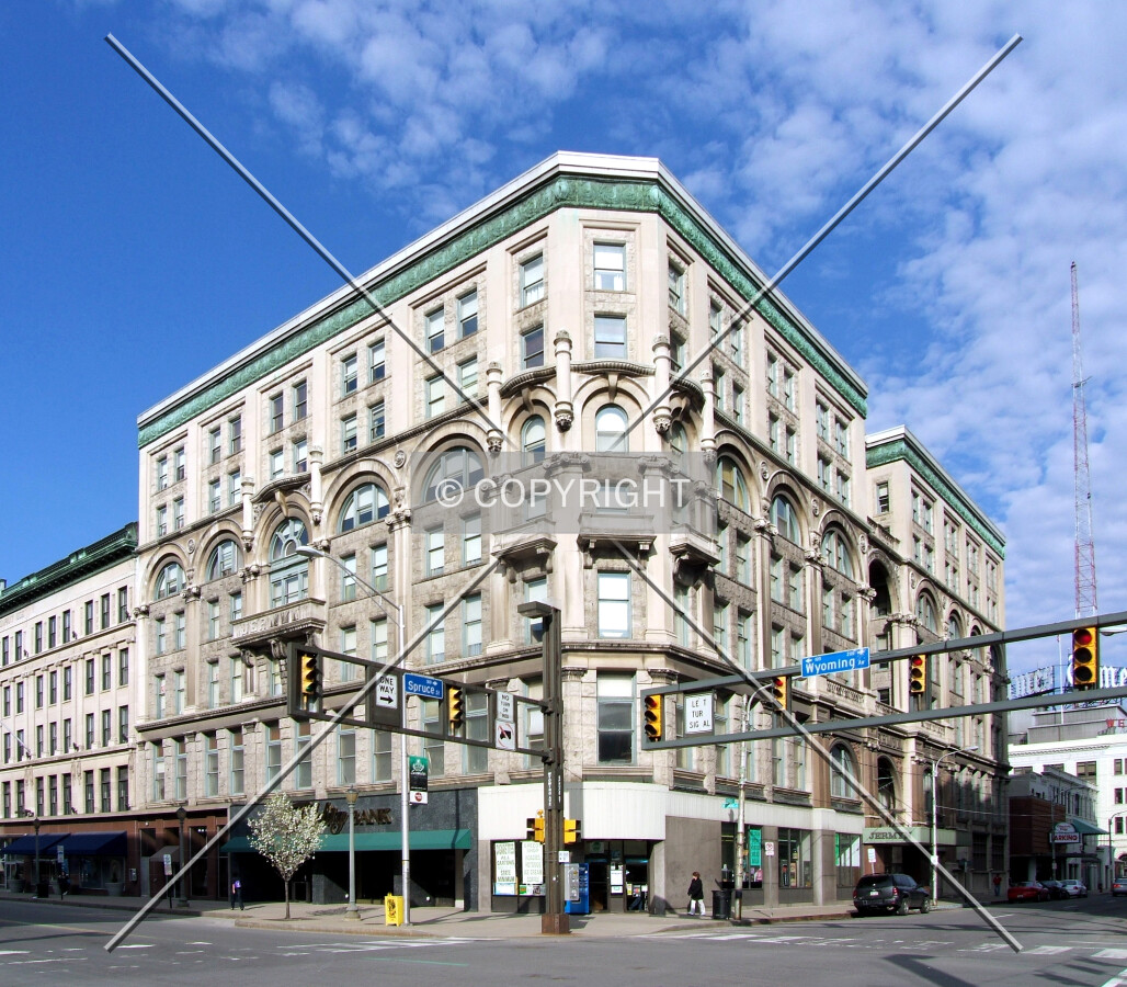 View from the east at Lackawanna Avenue and Spruce Street
