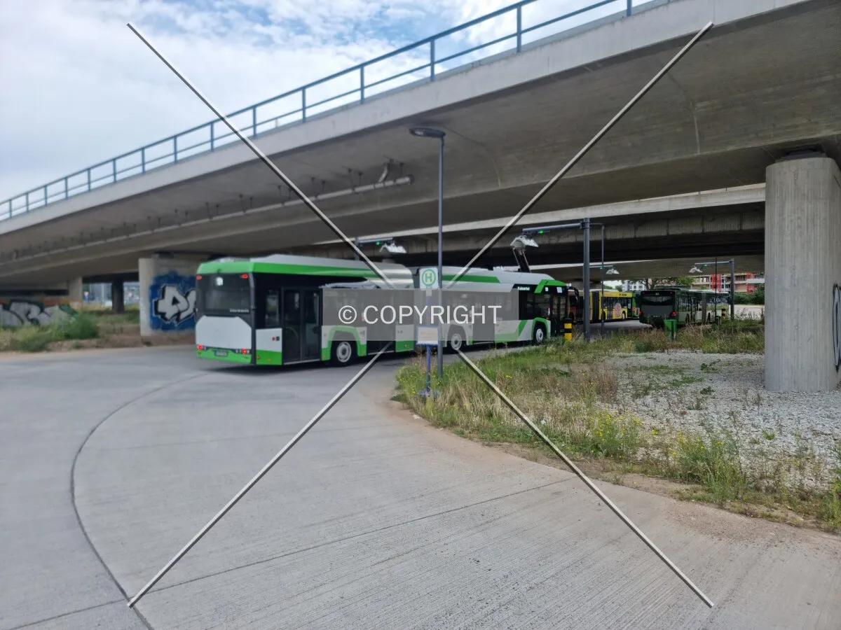 Electric bus getting charged