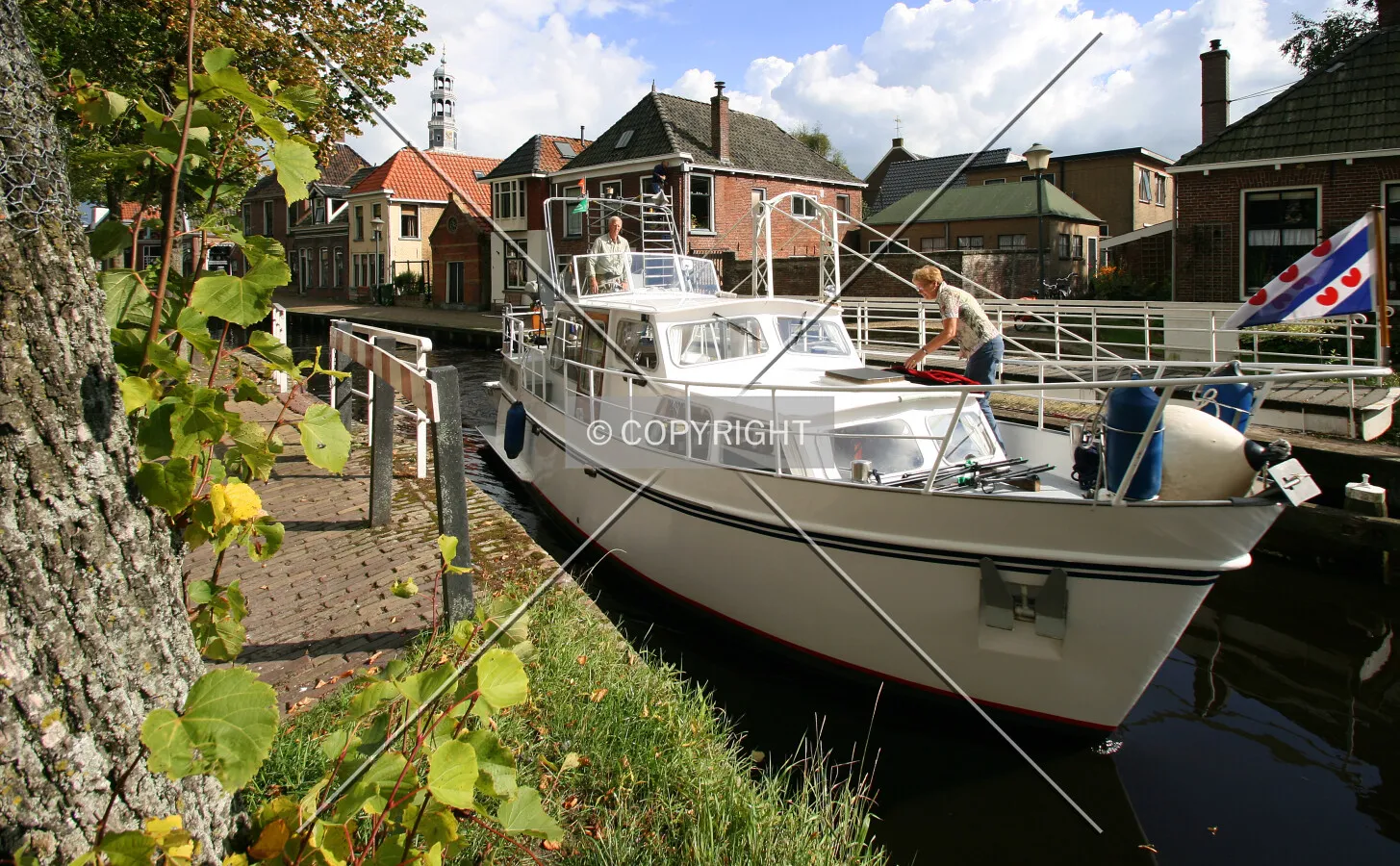 Ship passing through canal