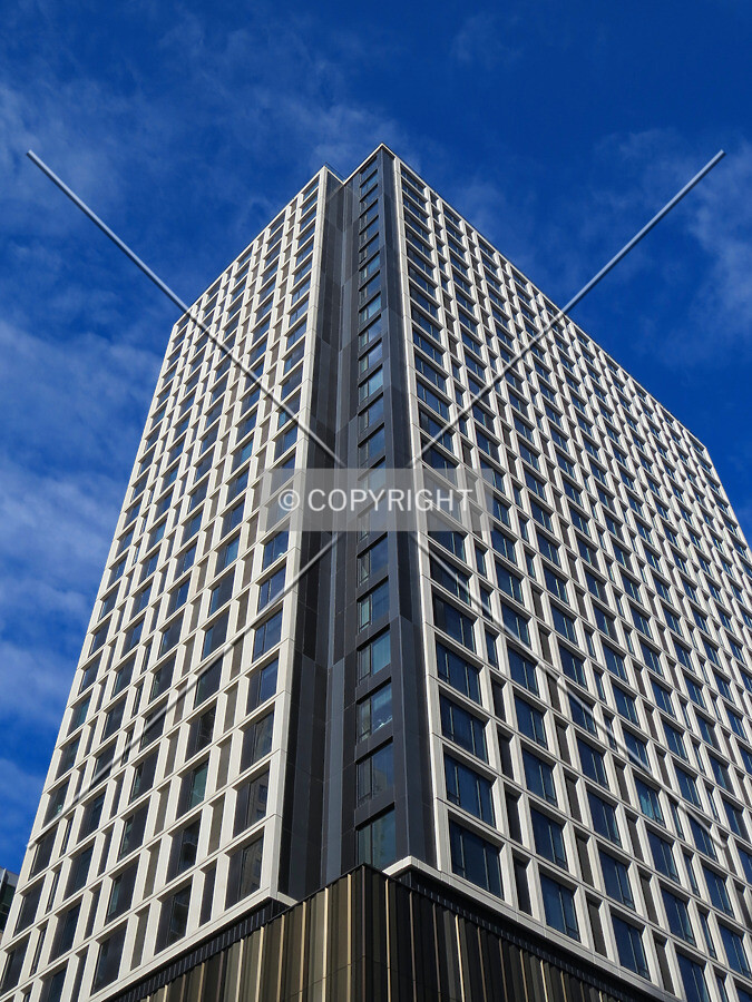 Looking up the southeast corner