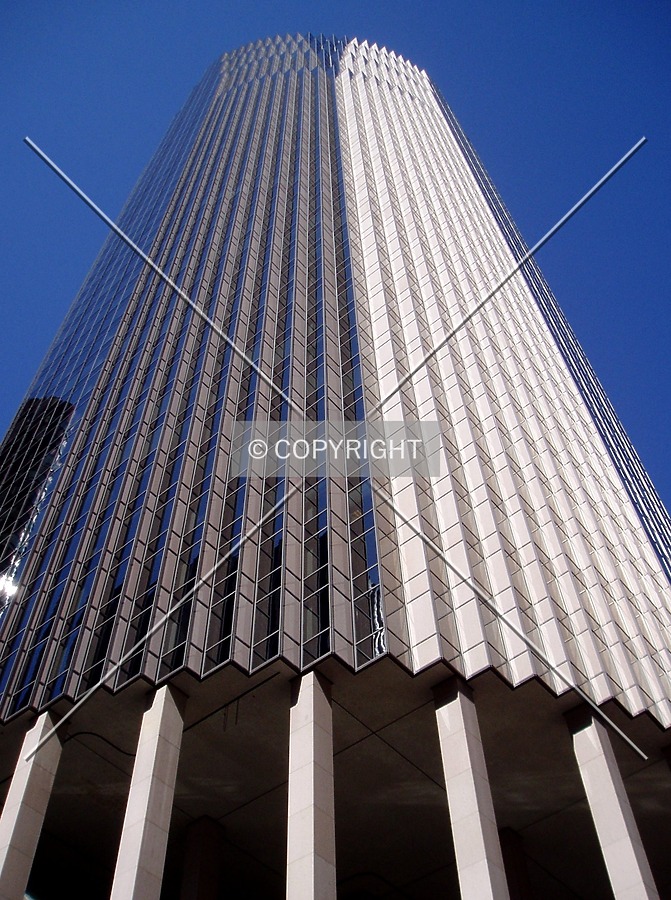 Looking up from the southeast at the intersection of Pine, Market, Davis, and Beale Streets