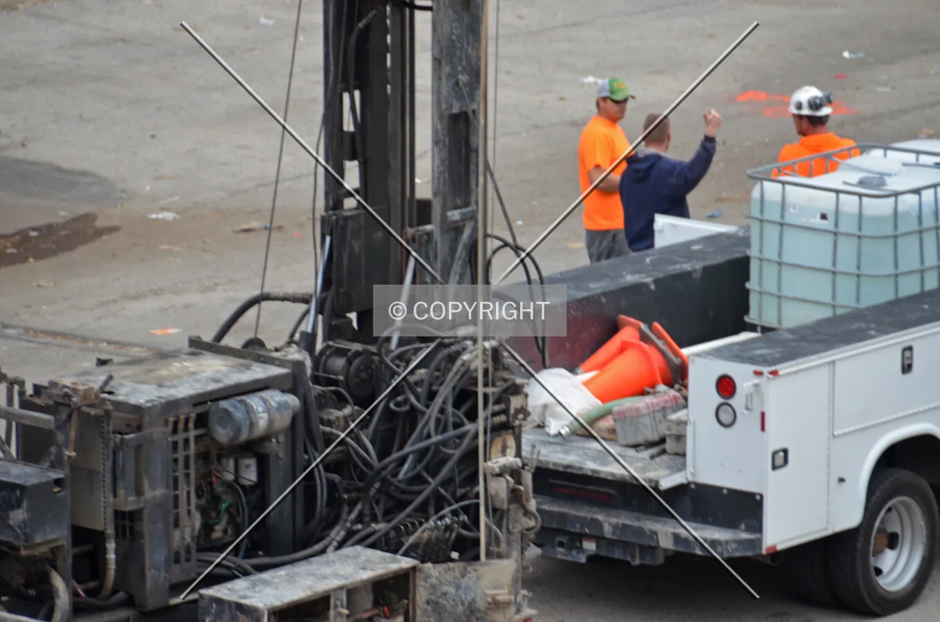 Soil testing viewed from the elevated platform of the CTA Roosevelt Station, October 7, 2015.