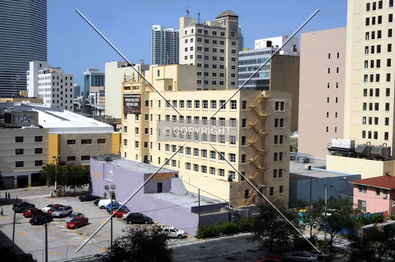 View from the north atop a parking garage