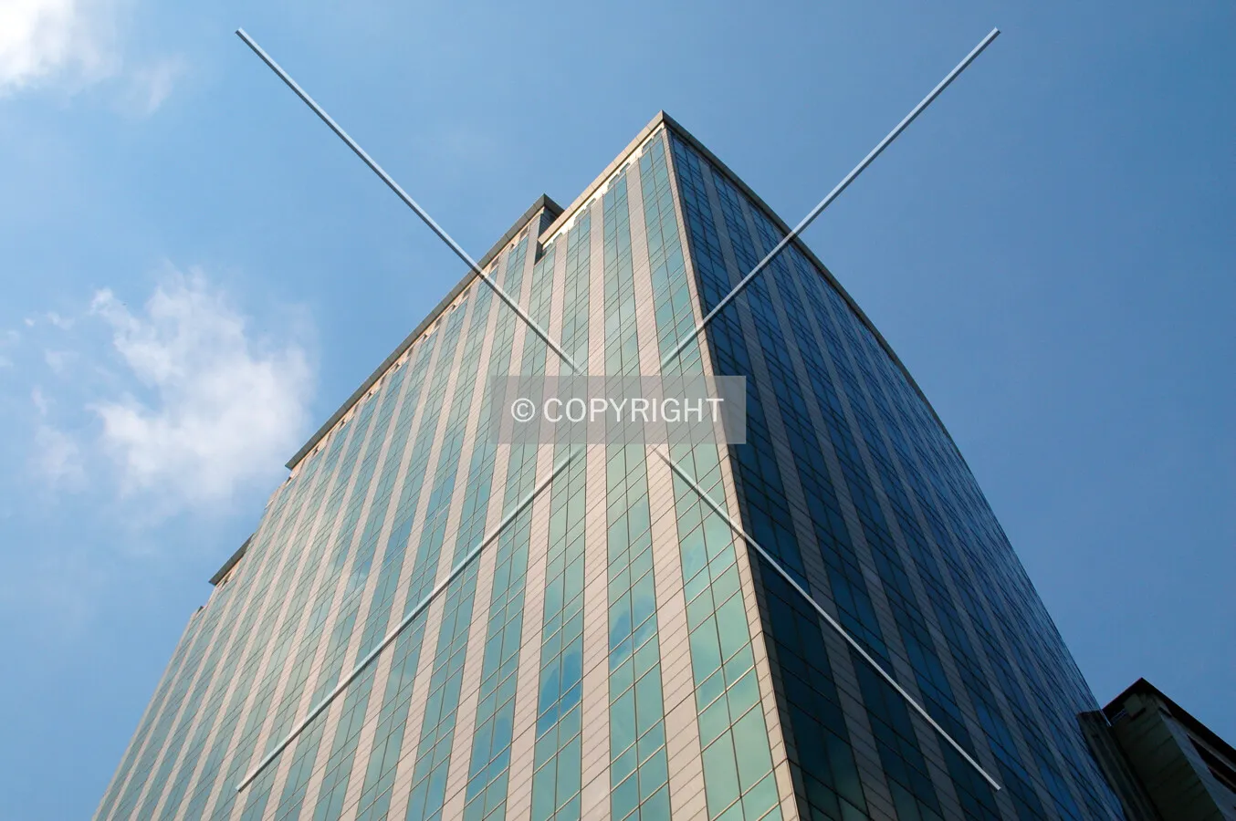 Looking up the northeast corner