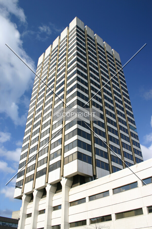 Looking up from the junction of Upper Ground and Coin Street