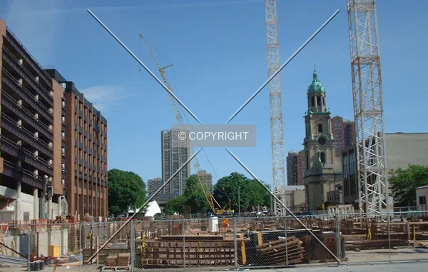 Foundation work, view to the north from Mason Street