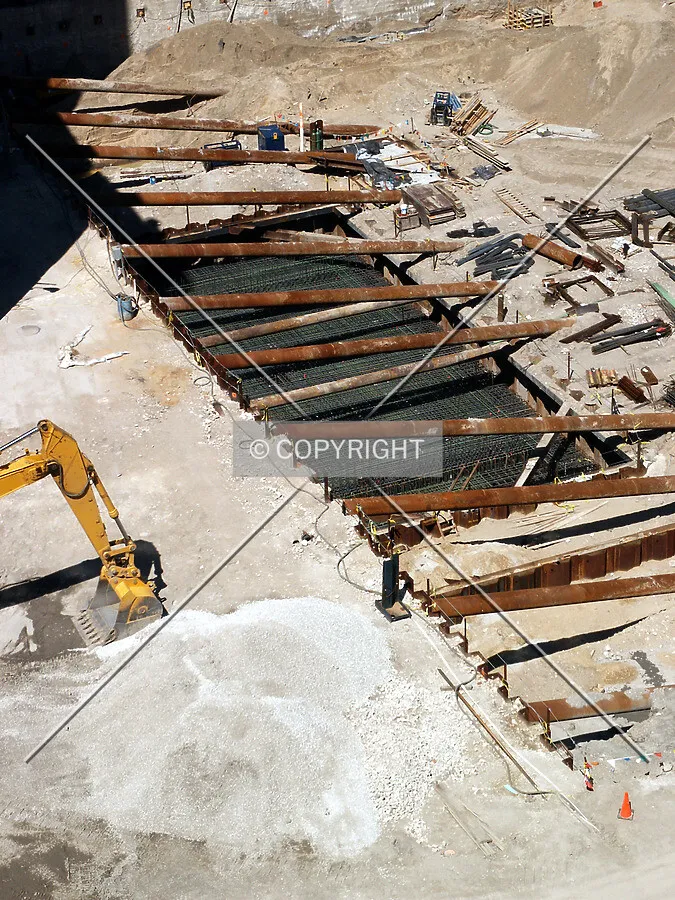 Looking down at the foundation wall