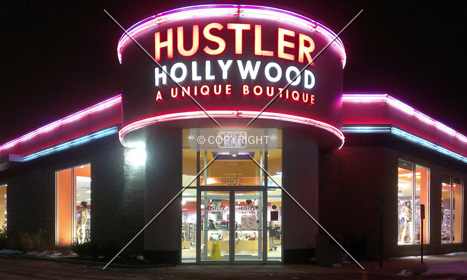 Entrance at night