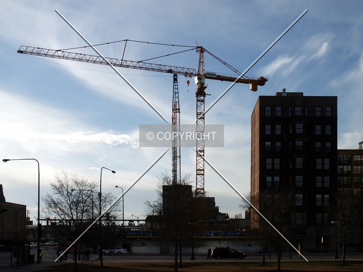 Silhouette of the cranes from Grant Park