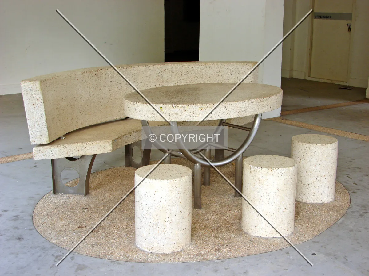 Typical seating arrangements installed in the void deck areas throughout this complex